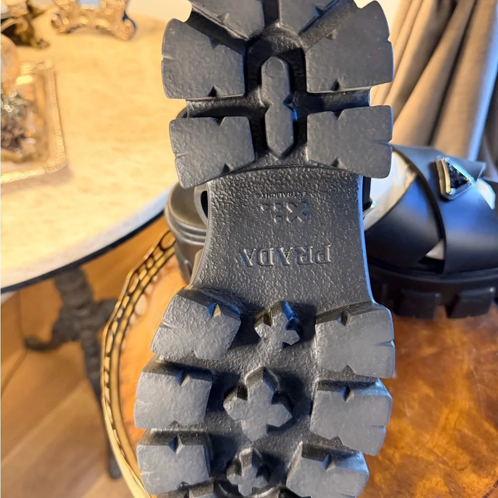 Prada Black Women’s Platform Logo Sandals - Picture 3 of 5